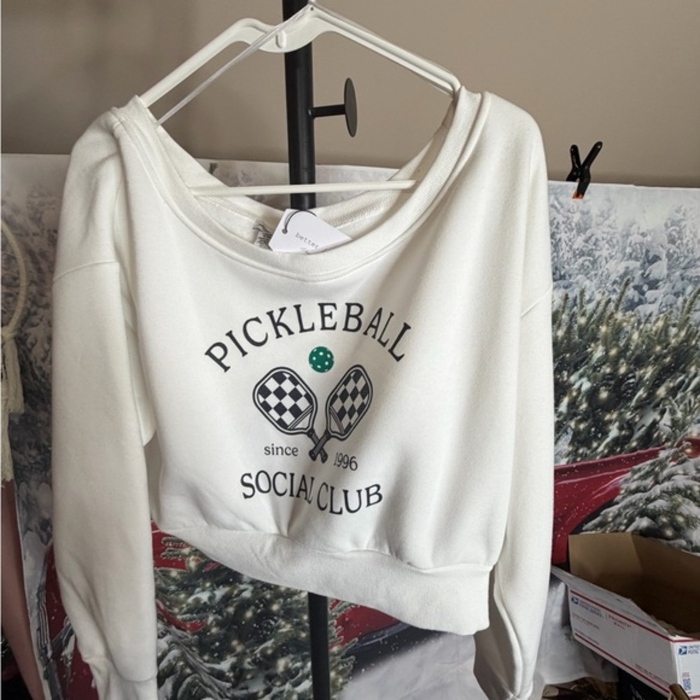 Pickleball Social Club Cropped Sweatshirt by Better Together NWT, Size Large